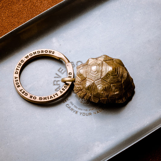 Turtle Shell bell key chain Solid Brass Key ring EDC charm Gothic and punk accessory deep sea lover Father gift, husband gift, best man gift