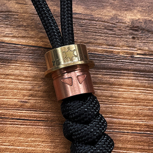 Paracord Bead "Sheriff" Brass Copper Titanium CNC Finish Machining lanyard knife bead-EDC