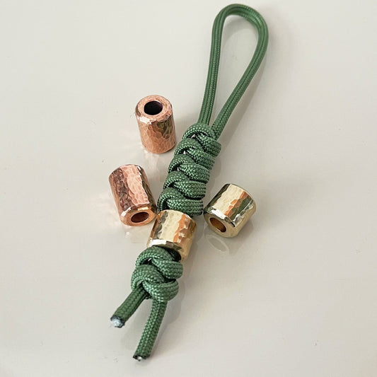 Paracord bead "Hand Hammered Bead" Brass Copper lanyard knife bead-EDC-custom bead-gift for men-bracelet of paracord-necklace pendant
