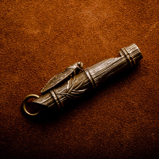 Survival Whistle key chain solid brass Cicada bamboo Survival EDC charm Gothic and punk accessory Father gift, husband gift, man gift