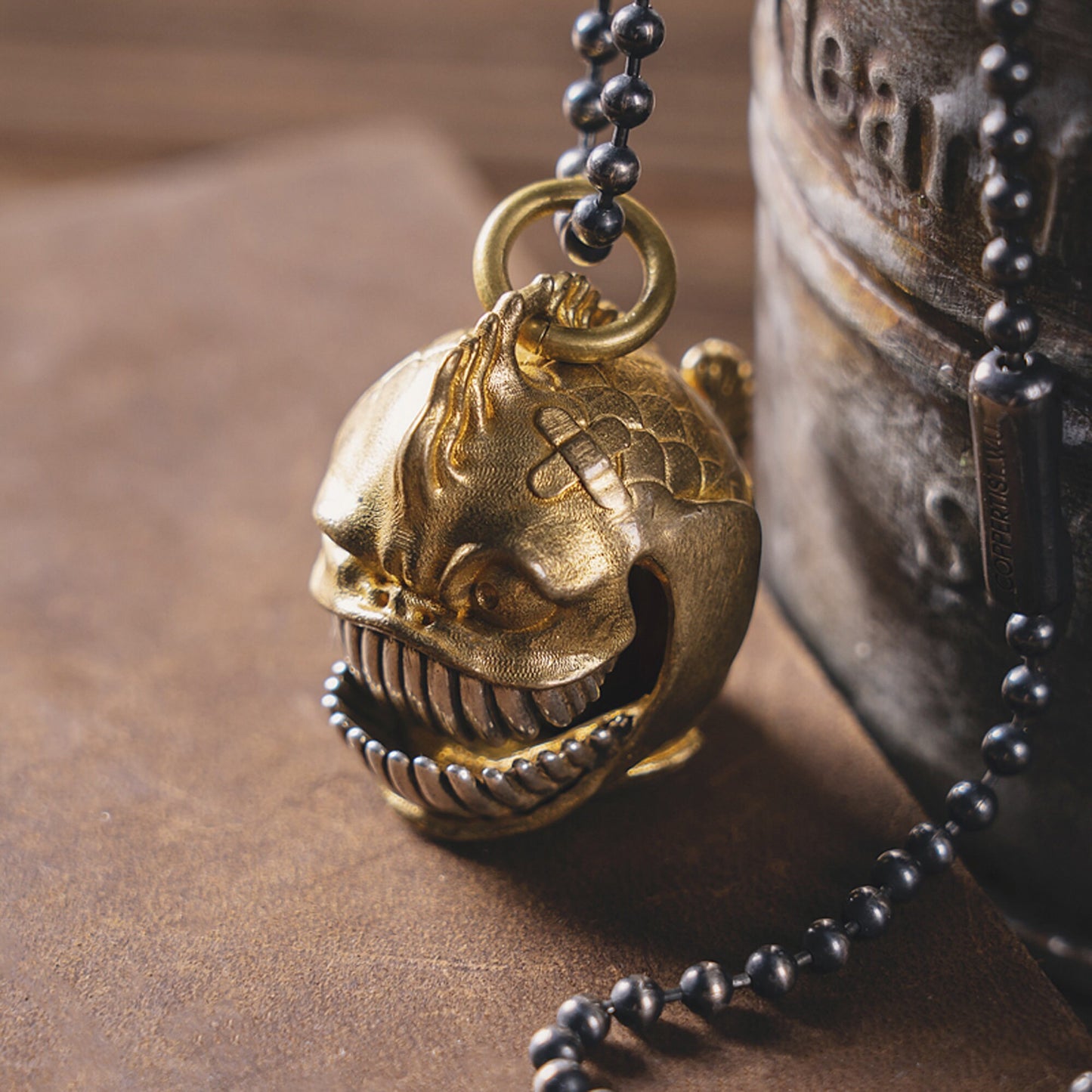 Piranha key chain Solid Brass bird Key ring EDC charm Gothic and punk accessory deep sea lover Father gift, husband gift, best man gift