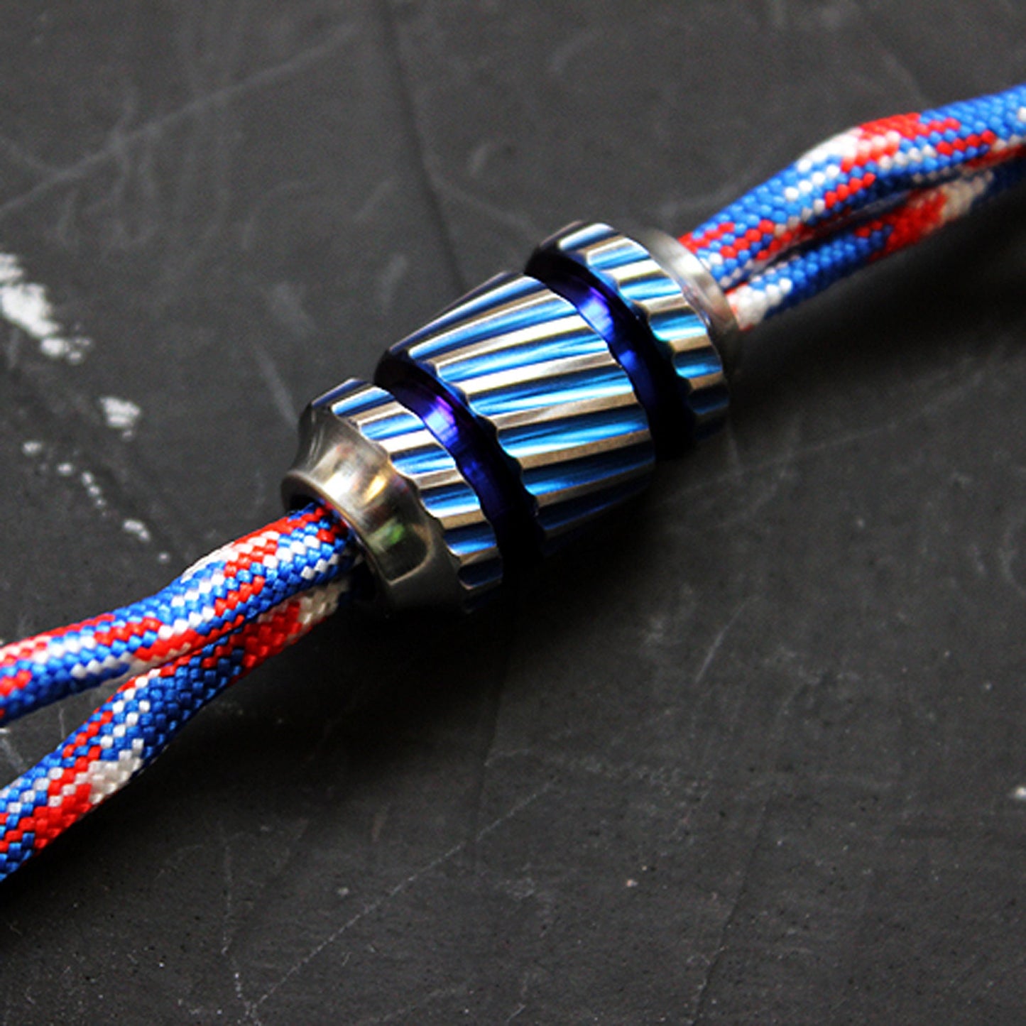 Paracord bead "Titanium Rotating Stripe" knife bead-lanyard bead-EDC bead-custom bead-gift for men-bracelet bead