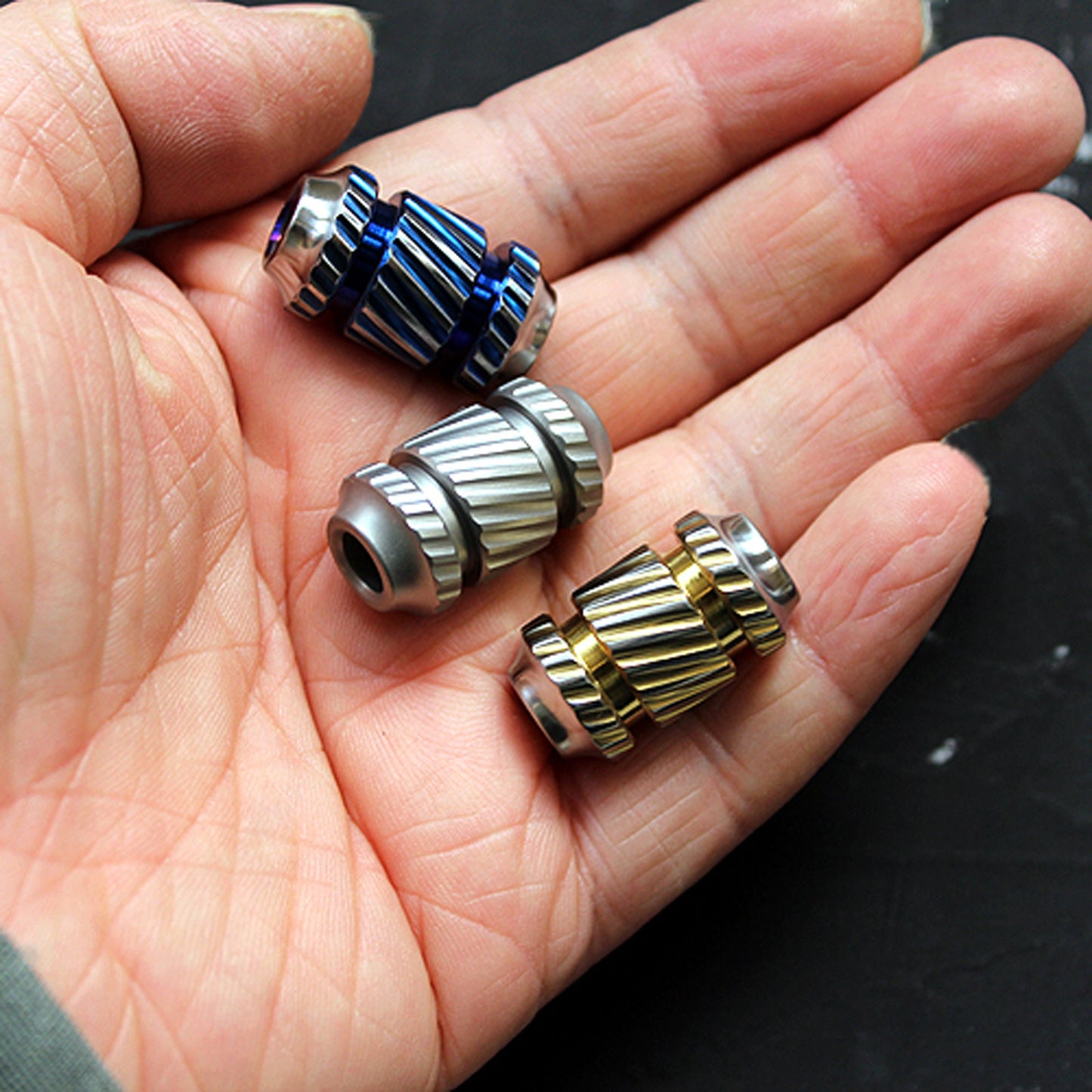 Paracord bead "Titanium Rotating Stripe" knife bead-lanyard bead-EDC bead-custom bead-gift for men-bracelet bead
