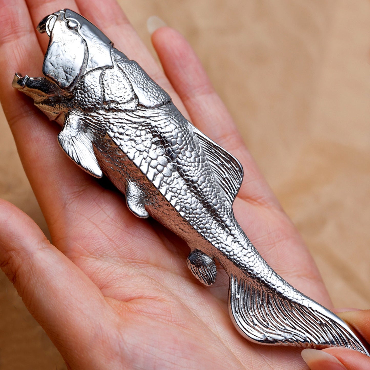 Dunkleosteus bottle opener Stainless steel fish shape opener EDC charm Gothic and punk accessory Fishermen gift Father gift husband gift