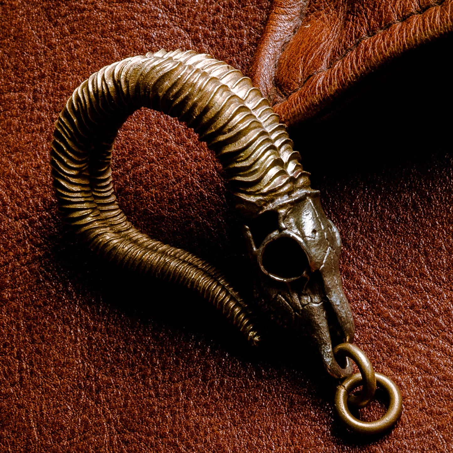 Goat Skull Key Hook S Hanger key ring goat horn key chain Solid Brass Key ring EDC charm Gothic and punk accessory Father gift, man gift