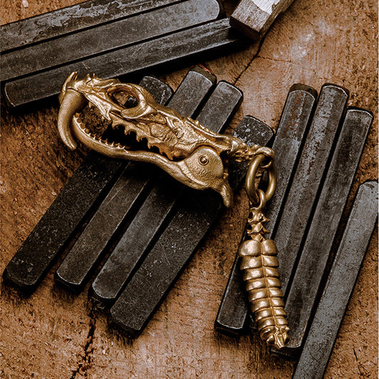 Viper Head Bone Clip key chain Solid Brass Snake Bone Key ring EDC charm Gothic and punk accessory Father gift, husband gift, best man gift