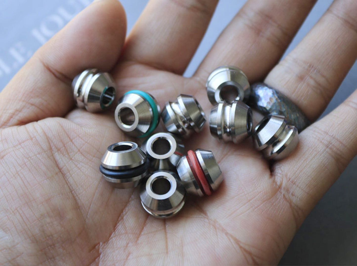 Paracord bead "Titanium Bead with rubber rings " knife bead-lanyard bead-EDC bead-custom bead-gift for men-bracelet bead