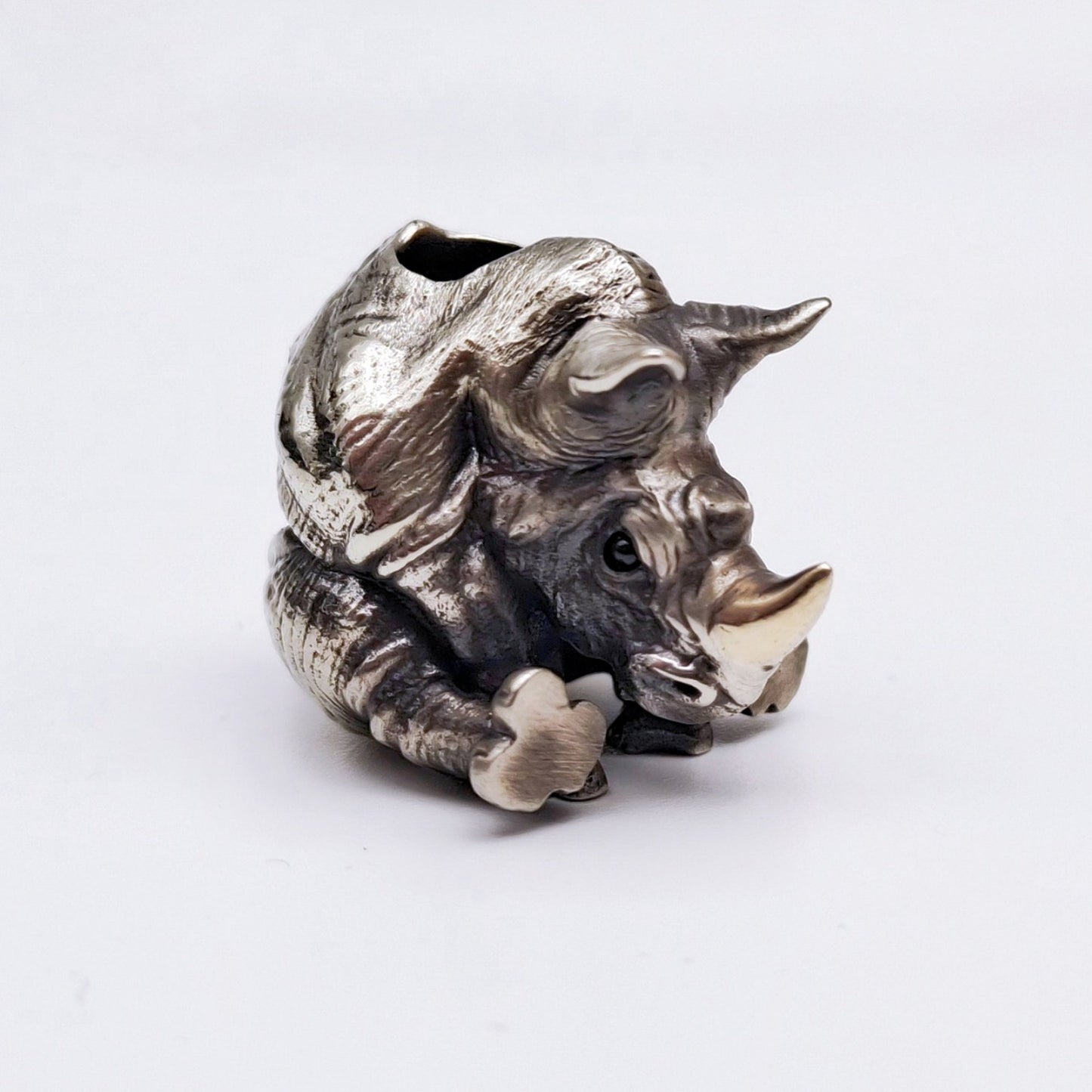 Paracord Bead "Rhinoceros true-life style" knife bead-lanyard bead-EDC bead-animal bead-gift for men-bracelet bead paracord bracelet