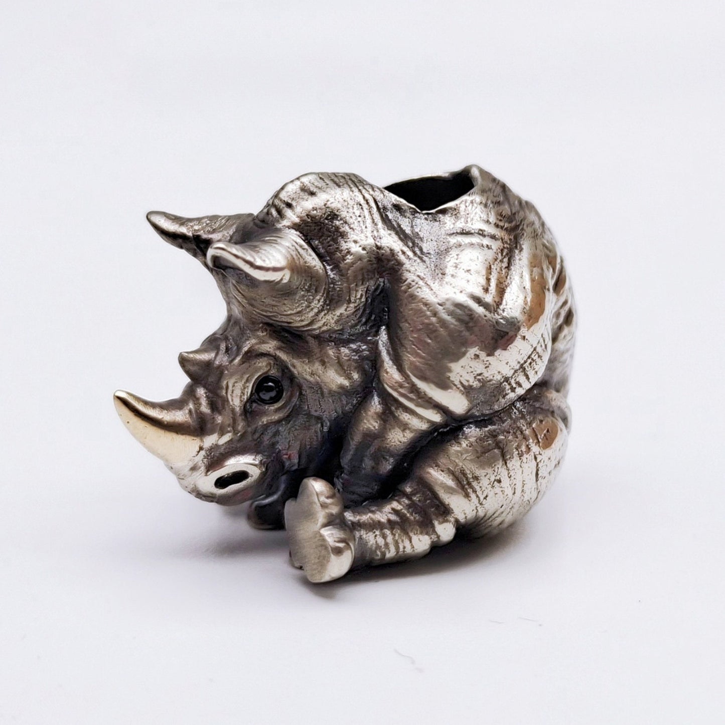 Paracord Bead "Rhinoceros true-life style" knife bead-lanyard bead-EDC bead-animal bead-gift for men-bracelet bead paracord bracelet