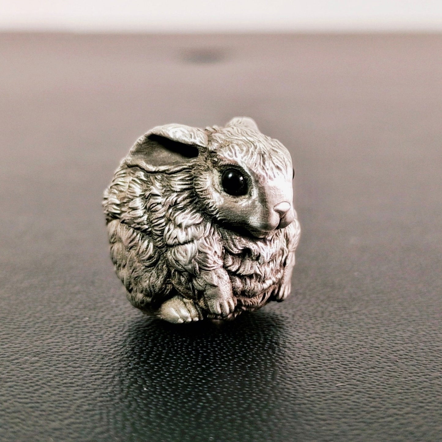 Silver Paracord Bead "Rabbit True-life Style" knife bead-lanyard bead-EDC bead-animal bead-gift for men-bracelet bead paracord bracelet