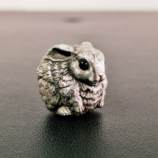 Silver Paracord Bead "Rabbit True-life Style" knife bead-lanyard bead-EDC bead-animal bead-gift for men-bracelet bead paracord bracelet