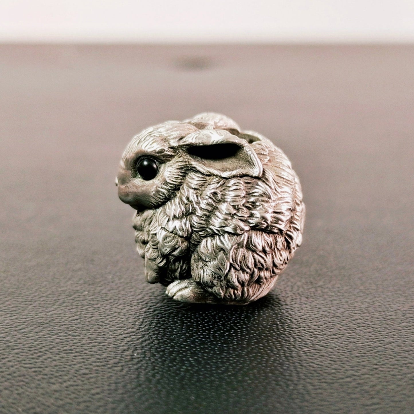 Silver Paracord Bead "Rabbit True-life Style" knife bead-lanyard bead-EDC bead-animal bead-gift for men-bracelet bead paracord bracelet
