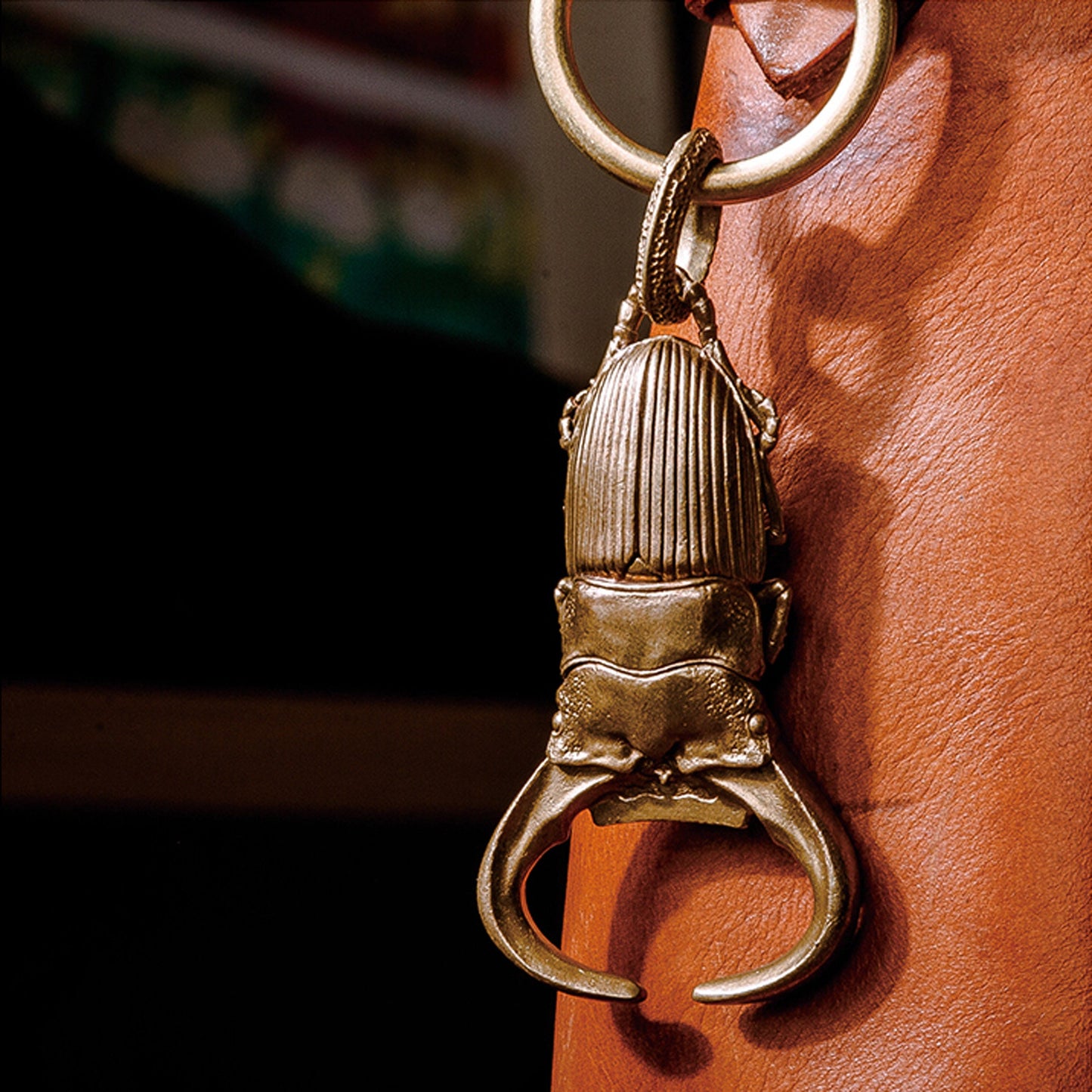 Stag Beetle bottle opener Hand made solid brass pendant key chain EDC charm Gothic and punk accessory Men gift Father gift husband gift