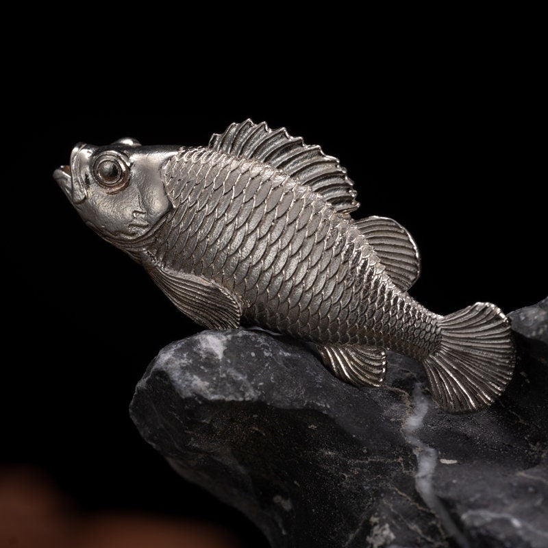 Mini Stone Fish Decoration Tableware Key chain EDC charm Gothic and punk accessory Fishermen gift Father gift husband gift