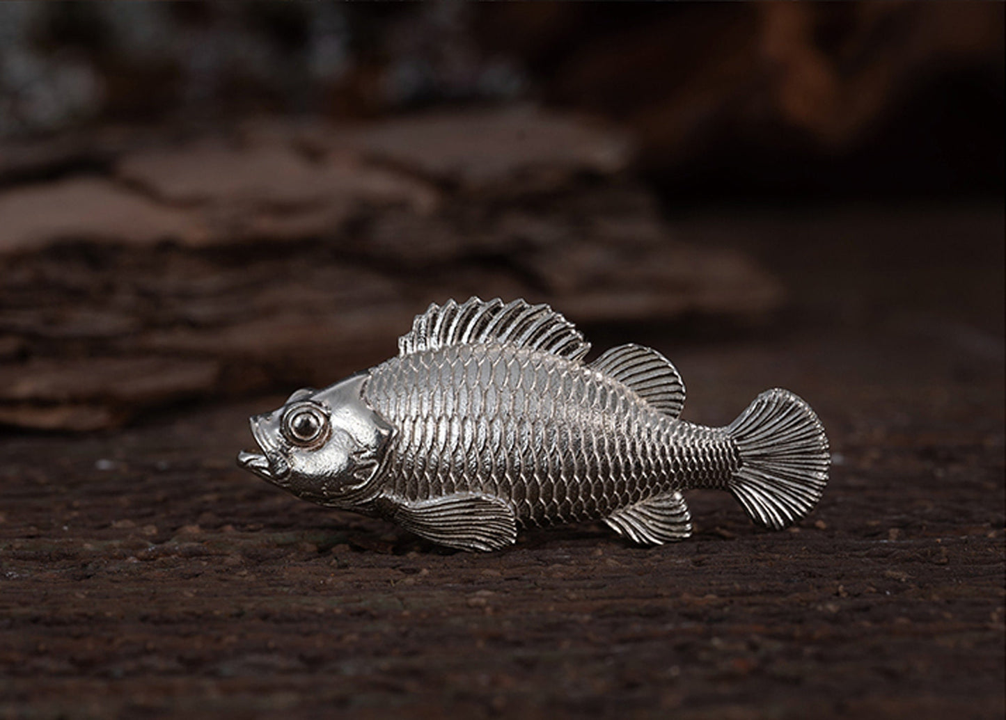 Mini Stone Fish Decoration Tableware Key chain EDC charm Gothic and punk accessory Fishermen gift Father gift husband gift