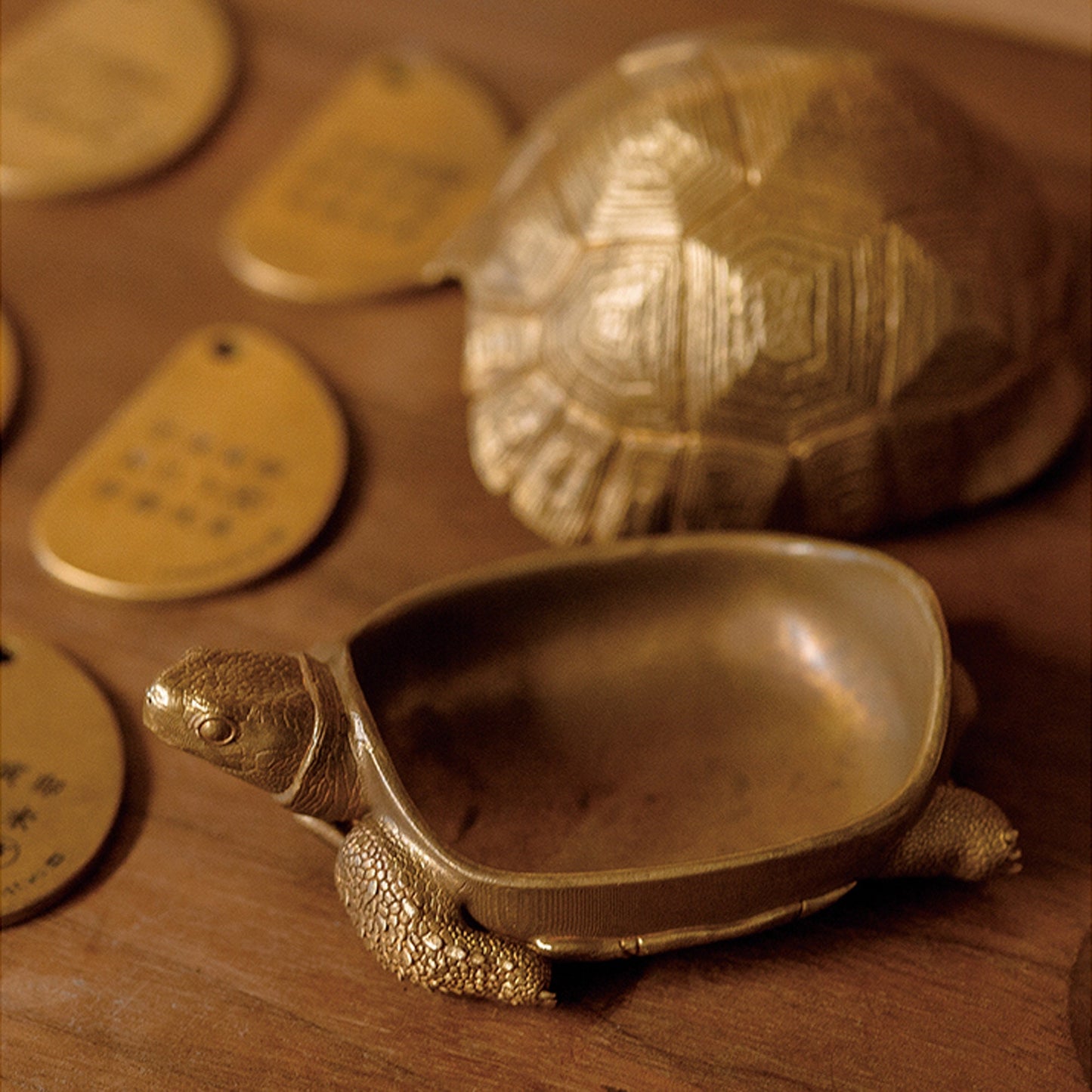 Brass Tortoise Tray Desk Decoration Red Copper Turtle EDC charm Gothic and punk accessory Father gift, husband gift, best man gift