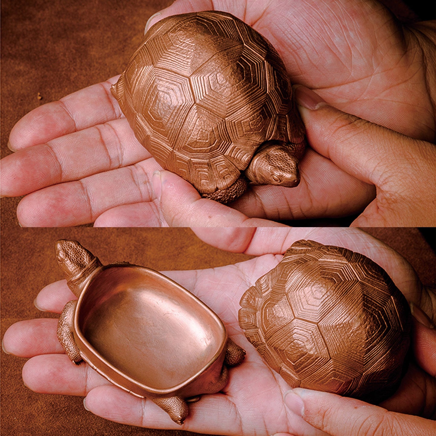 Brass Tortoise Tray Desk Decoration Red Copper Turtle EDC charm Gothic and punk accessory Father gift, husband gift, best man gift