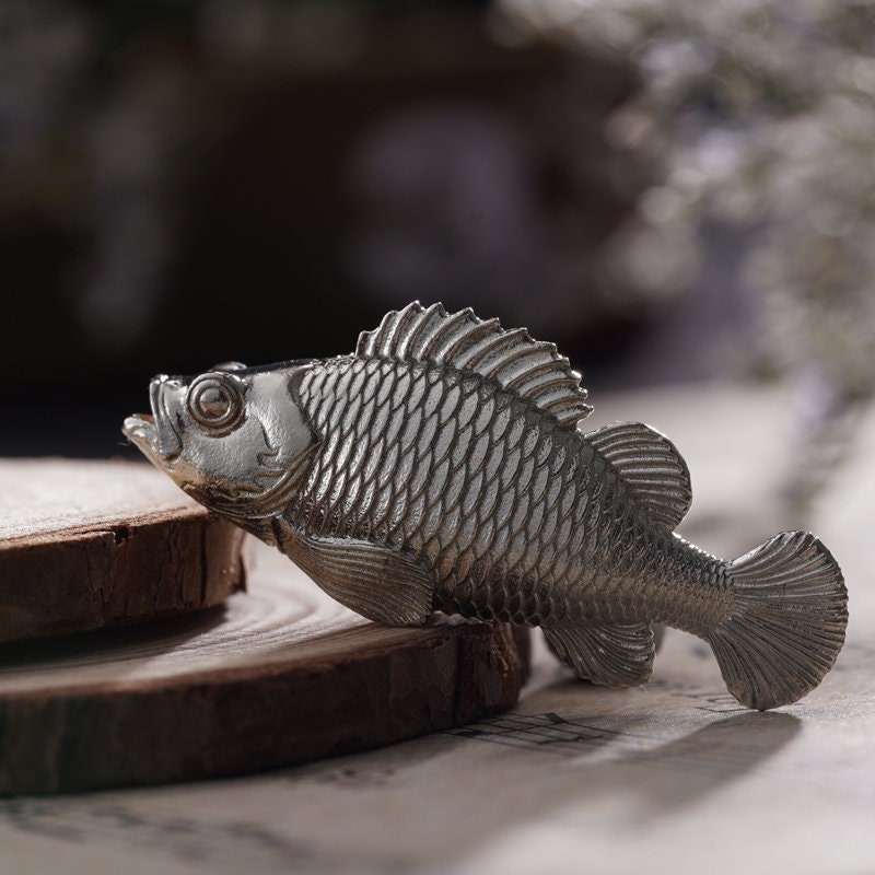 Mini Stone Fish Decoration Tableware Key chain EDC charm Gothic and punk accessory Fishermen gift Father gift husband gift