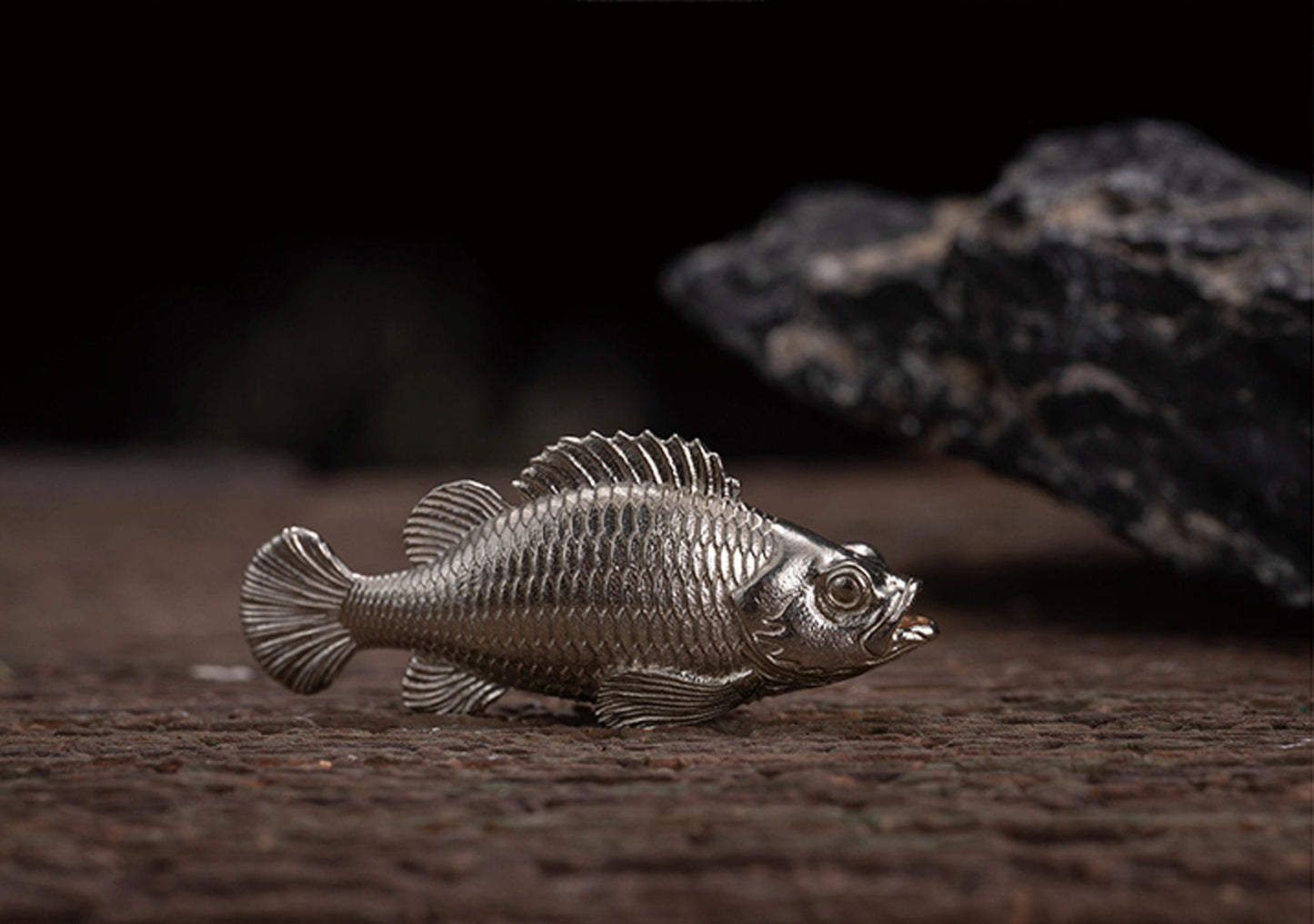 Mini Stone Fish Decoration Tableware Key chain EDC charm Gothic and punk accessory Fishermen gift Father gift husband gift