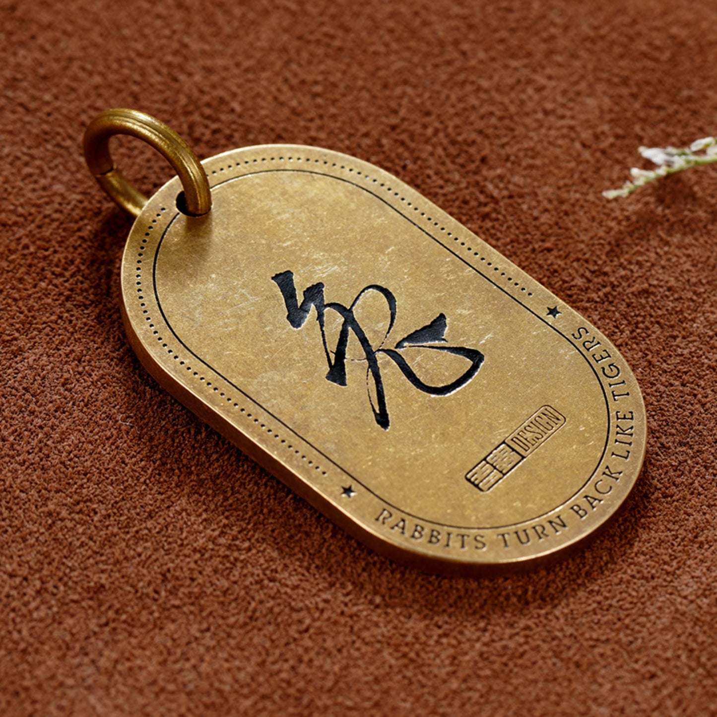 Rabbit Tag key ring Hare key chain Pet Tag Solid Brass Key ring EDC charm Gothic and punk accessory Father gift, husband gift, man gift