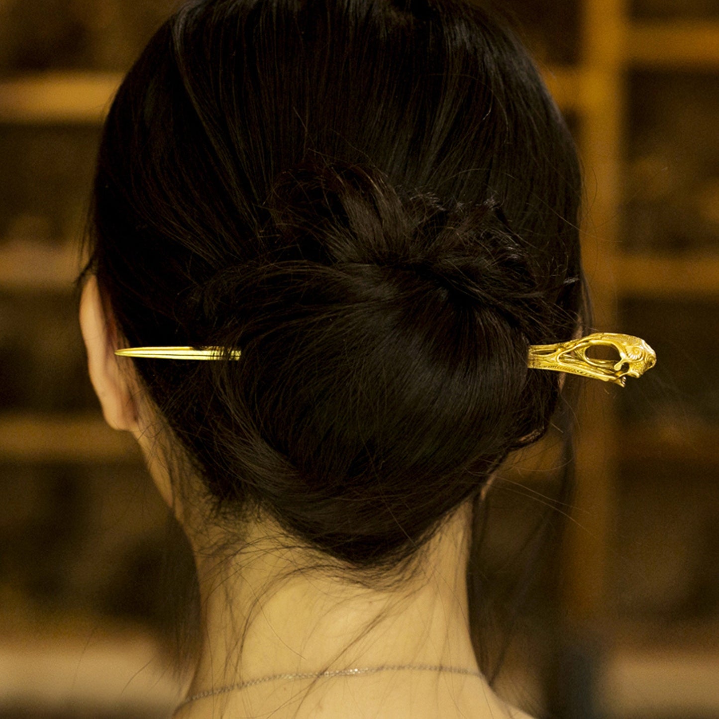 Red-crowned Crane Skull Hairpin Brass hairpin Gothic and punk accessory woman gift