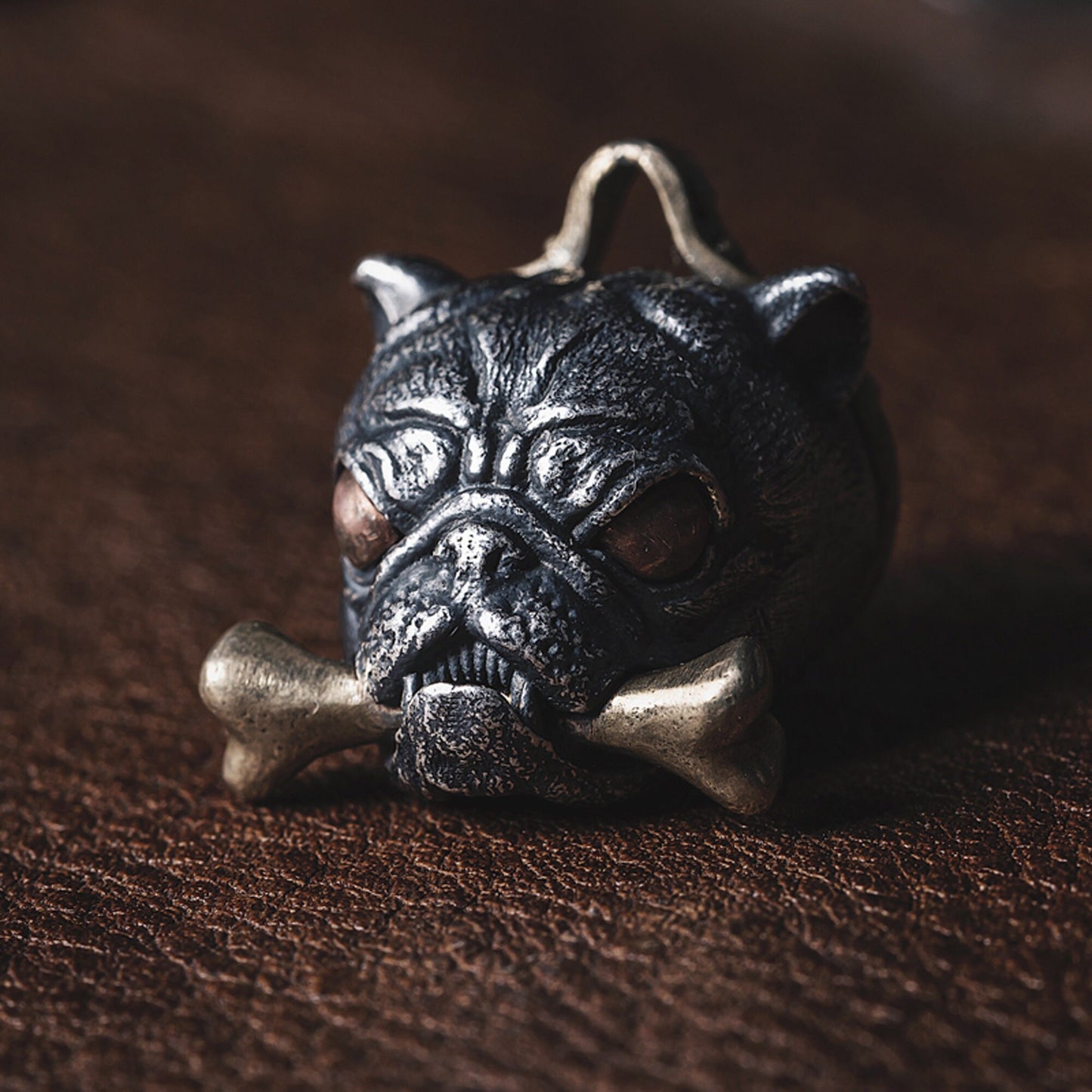 Dog head key ring dog key chain Silver Key ring EDC charm Gothic and punk accessory Father gift, husband gift, man gift dog lover gift