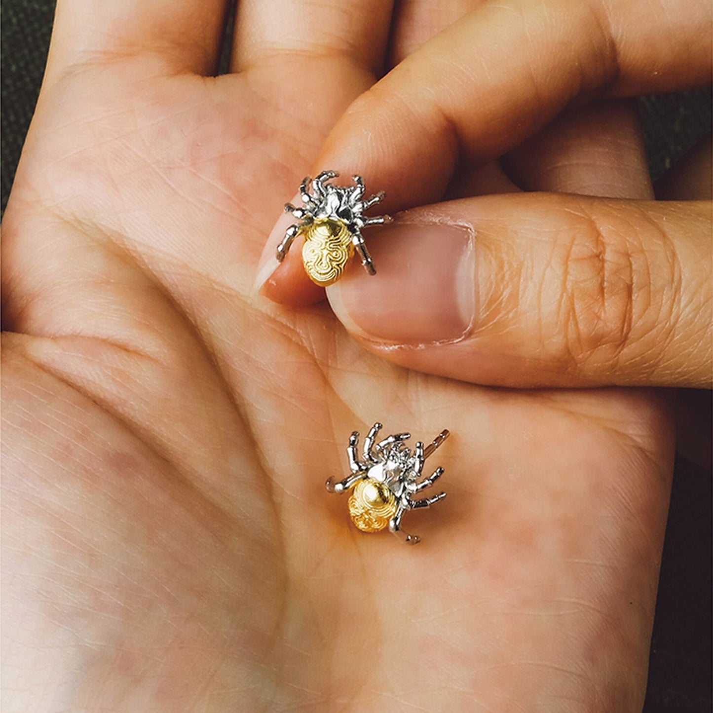 Silver Spider Ear Stud Gothic and punk accessory Women gift, Father gift, husband gift, cool girl gift