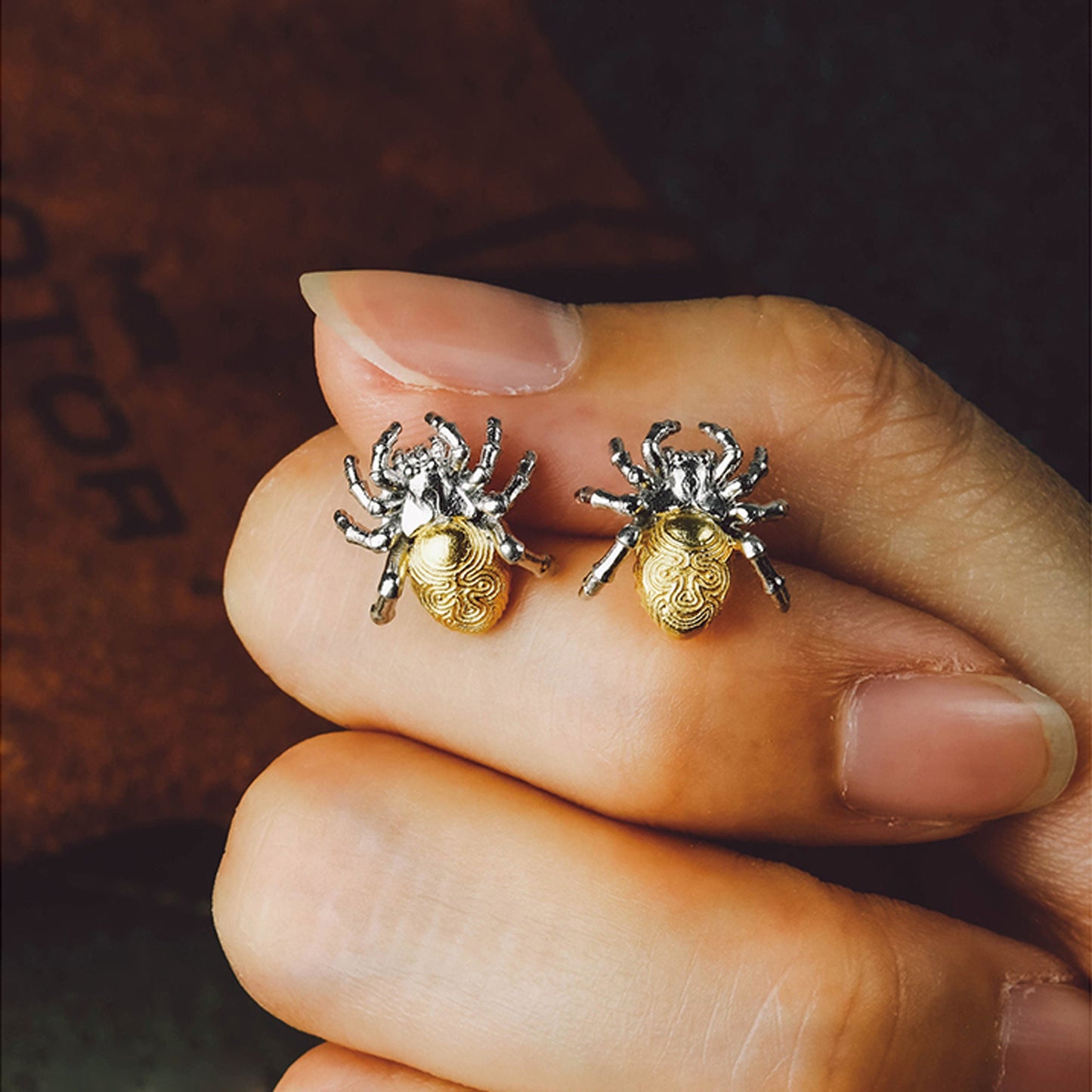 Silver Spider Ear Stud Gothic and punk accessory Women gift, Father gift, husband gift, cool girl gift
