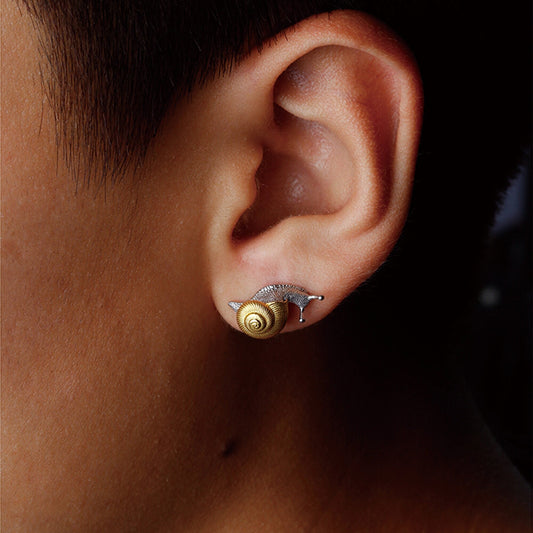Silver Snail Ear Stud Gothic and punk accessory Women gift, Men gift, husband gift, cool girl gift