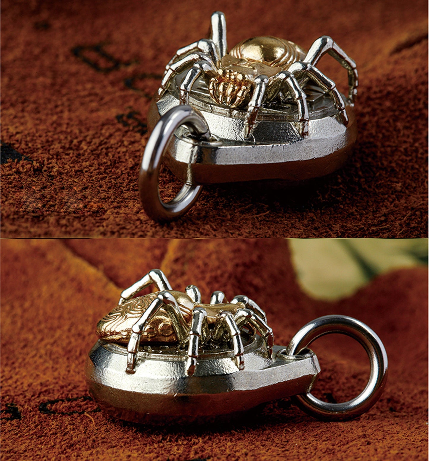 Spider Compass key chain Solid Brass Key ring EDC charm Gothic and punk accessory Father gift, husband gift, best man gift