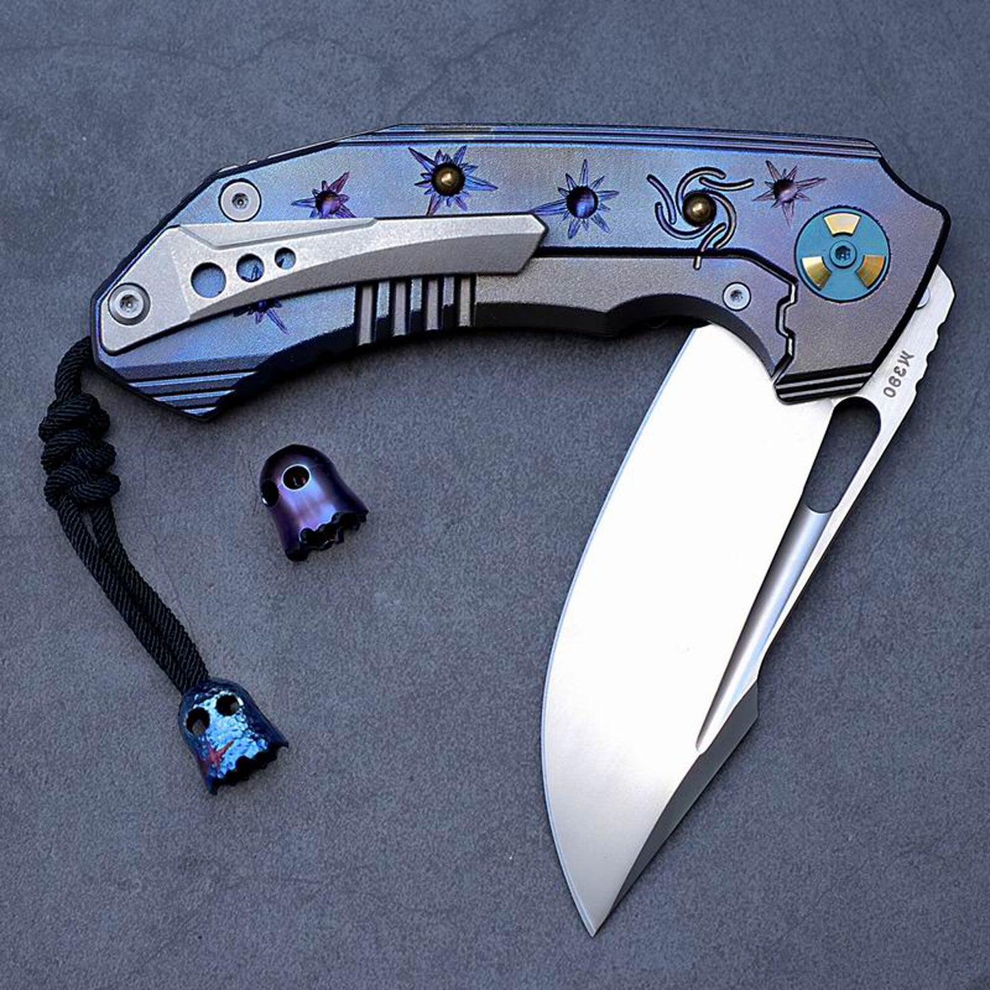 Paracord bead "Hand Engraved Titanium Bead"" knife bead-lanyard bead-EDC bead-custom bead-gift for men-bracelet bead