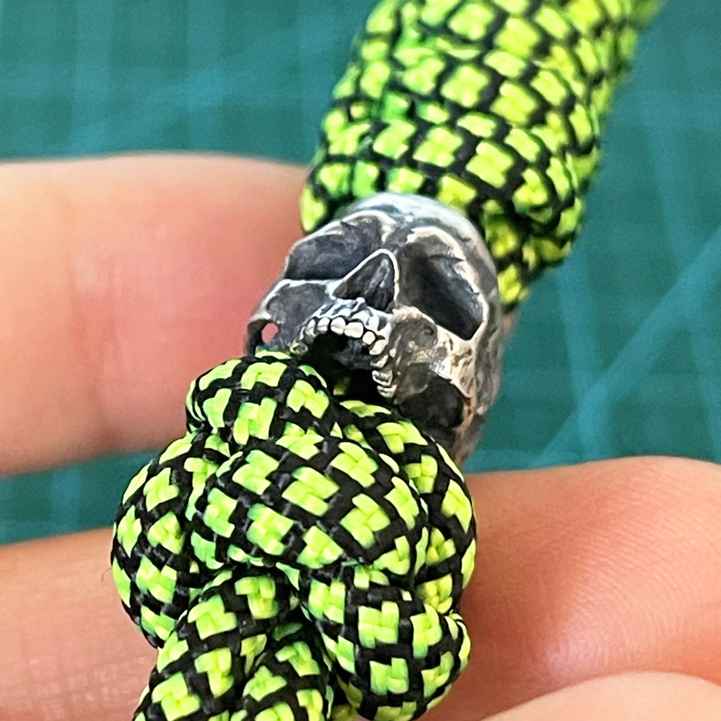 S925 Silver Paracord Bead "S925 Silver Skull" knife bead- Handmade lanyard bead-EDC bead-custom bead-gift for men-bracelet bead paracord