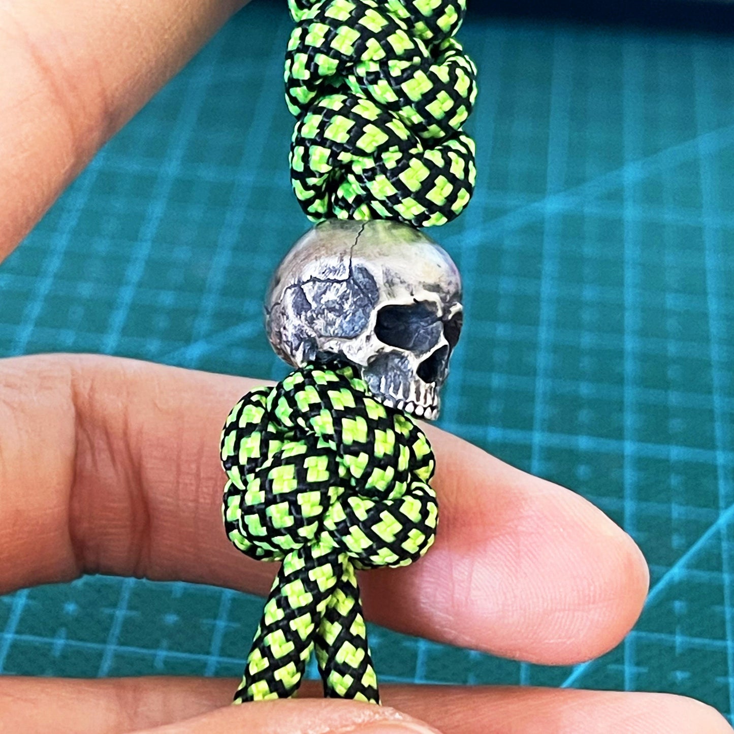 S925 Silver Paracord Bead "S925 Silver Skull" knife bead- Handmade lanyard bead-EDC bead-custom bead-gift for men-bracelet bead paracord