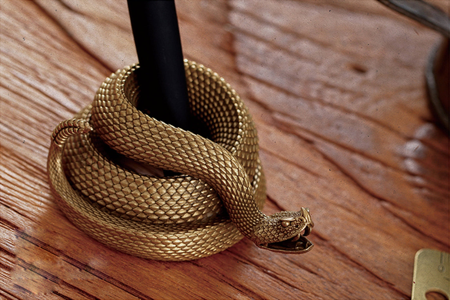 Rattlesnake Pen Holder desk decoration Solid Brass Handmade EDC charm Gothic and punk accessory Father gift, man gift