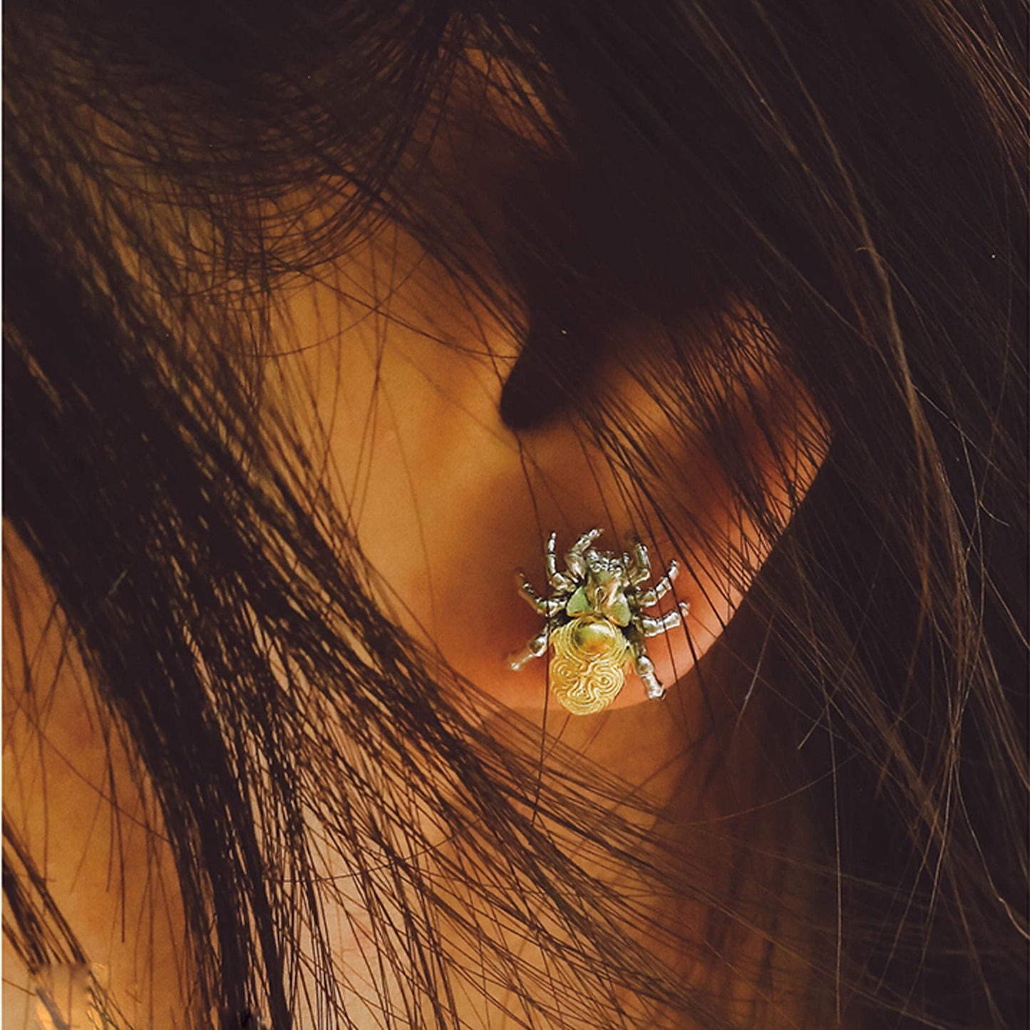 Silver Spider Ear Stud Gothic and punk accessory Women gift, Father gift, husband gift, cool girl gift