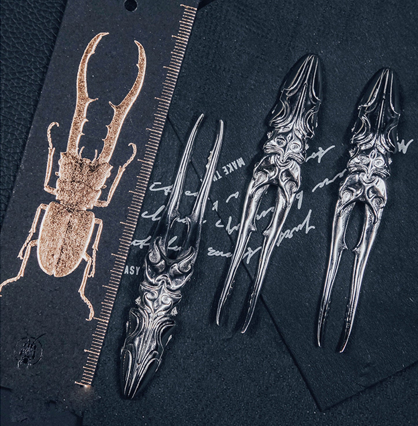 Dynastes Fruit Fork Party Gabeln Party Appetizer Fork Solid 316L Stainless steel EDC beetles lover Father gift, husband gift, best man