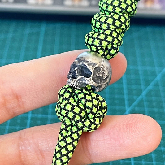 S925 Silver Paracord Bead "S925 Silver Skull" knife bead- Handmade lanyard bead-EDC bead-custom bead-gift for men-bracelet bead paracord