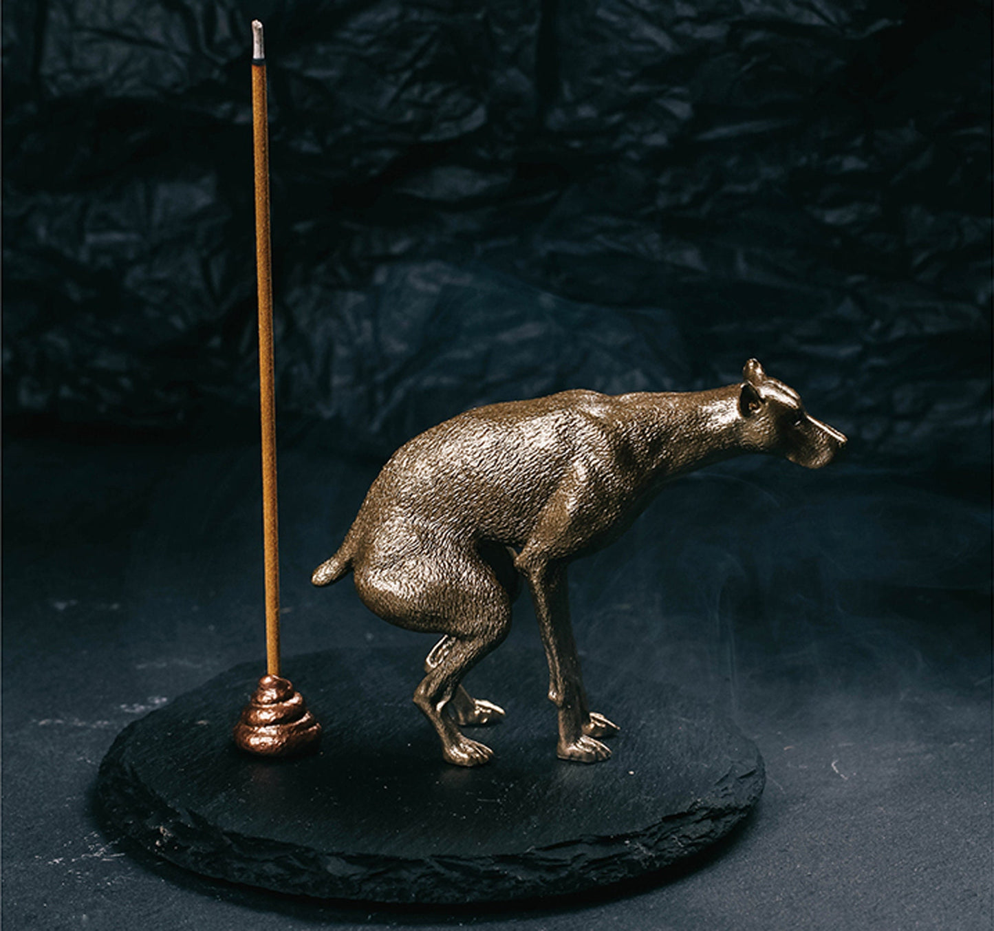 Poo Poo Dog Desk Decoration Shitting Dog incense holder EDC charm Gothic and punk accessory Father gift, husband gift, best man gift