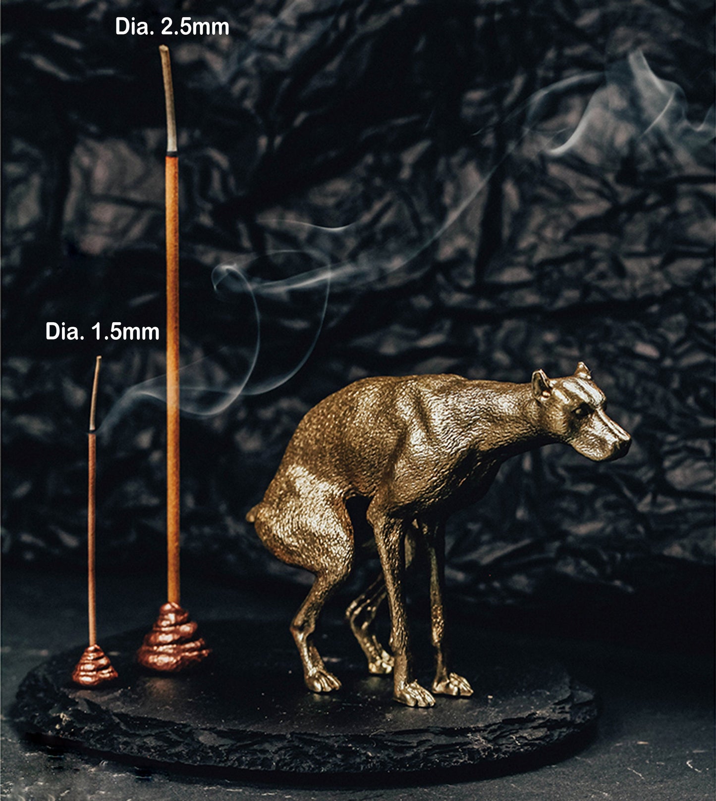 Poo Poo Dog Desk Decoration Shitting Dog incense holder EDC charm Gothic and punk accessory Father gift, husband gift, best man gift