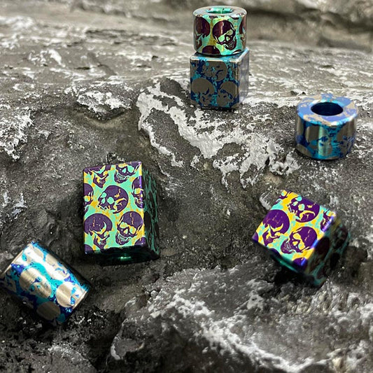 Paracord bead "Skulls Anodized Pattern Titanium Bead" Handmade Colorful Ti Bead lanyard knife bead-EDC-custom bead-gift for men