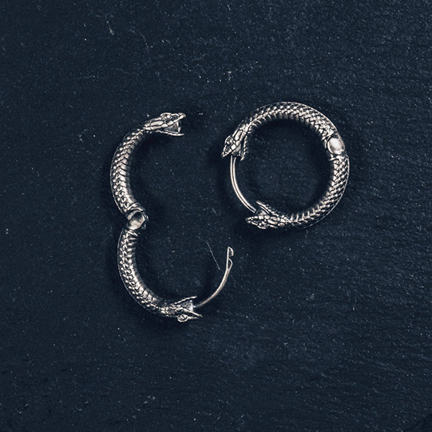 Silver Rattlesnake Earrings snake earrings EDC charm Gothic punk accessory Father gift, husband gift, man gift