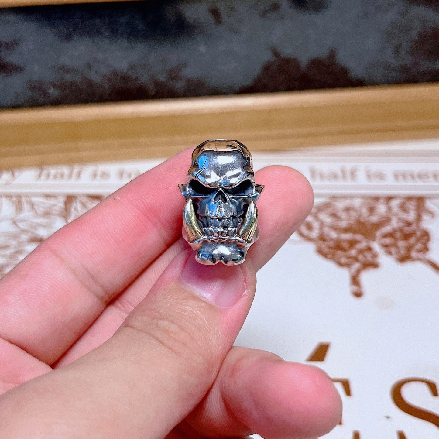 Paracord Bead "Orcs Skull" knife bead-lanyard bead-EDC bead-animal bead-gift for men-bracelet bead paracord bracelet