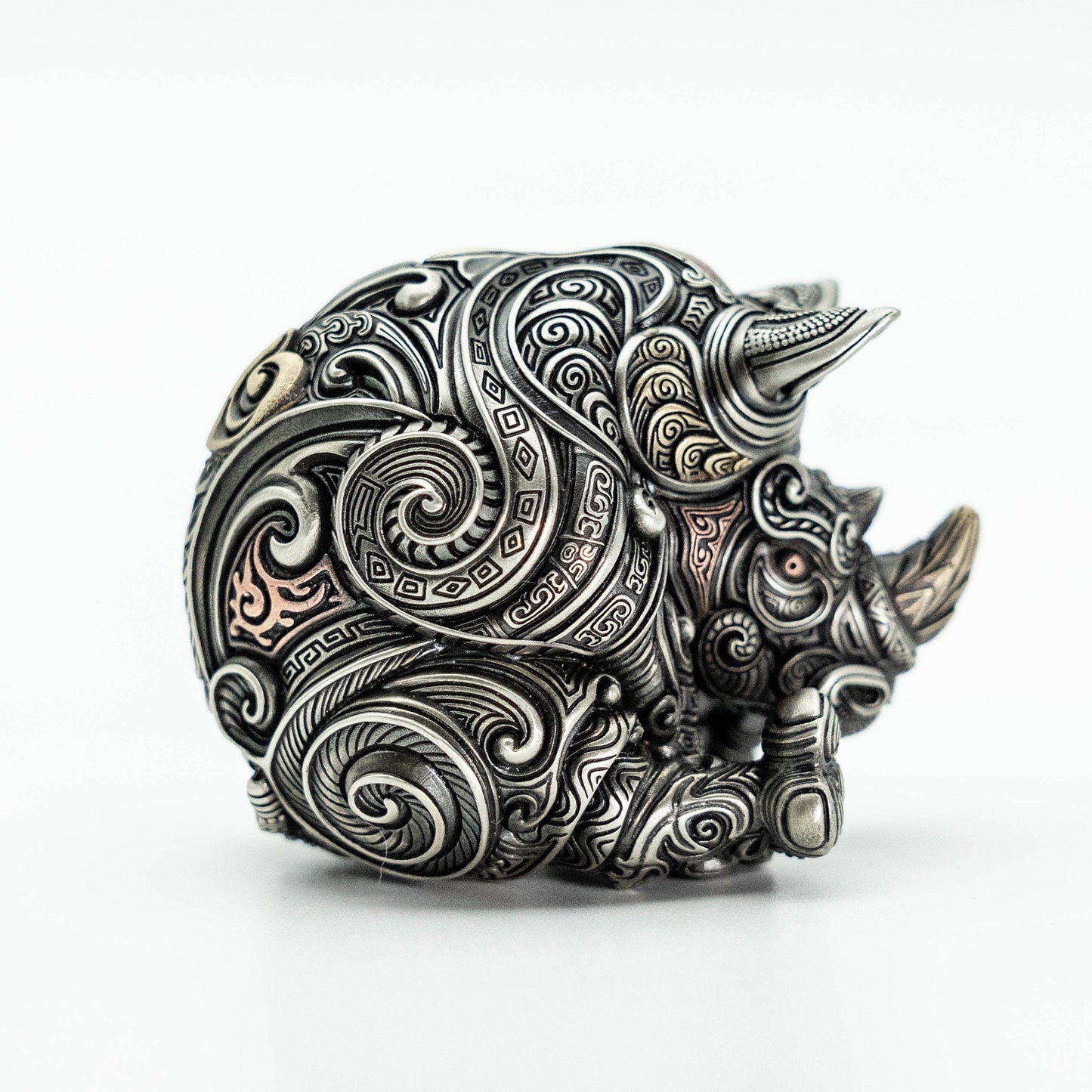 Rhino Desk Decoration "Rhinoceros Pattern Style" Handmade cupronickel decoration Rhino