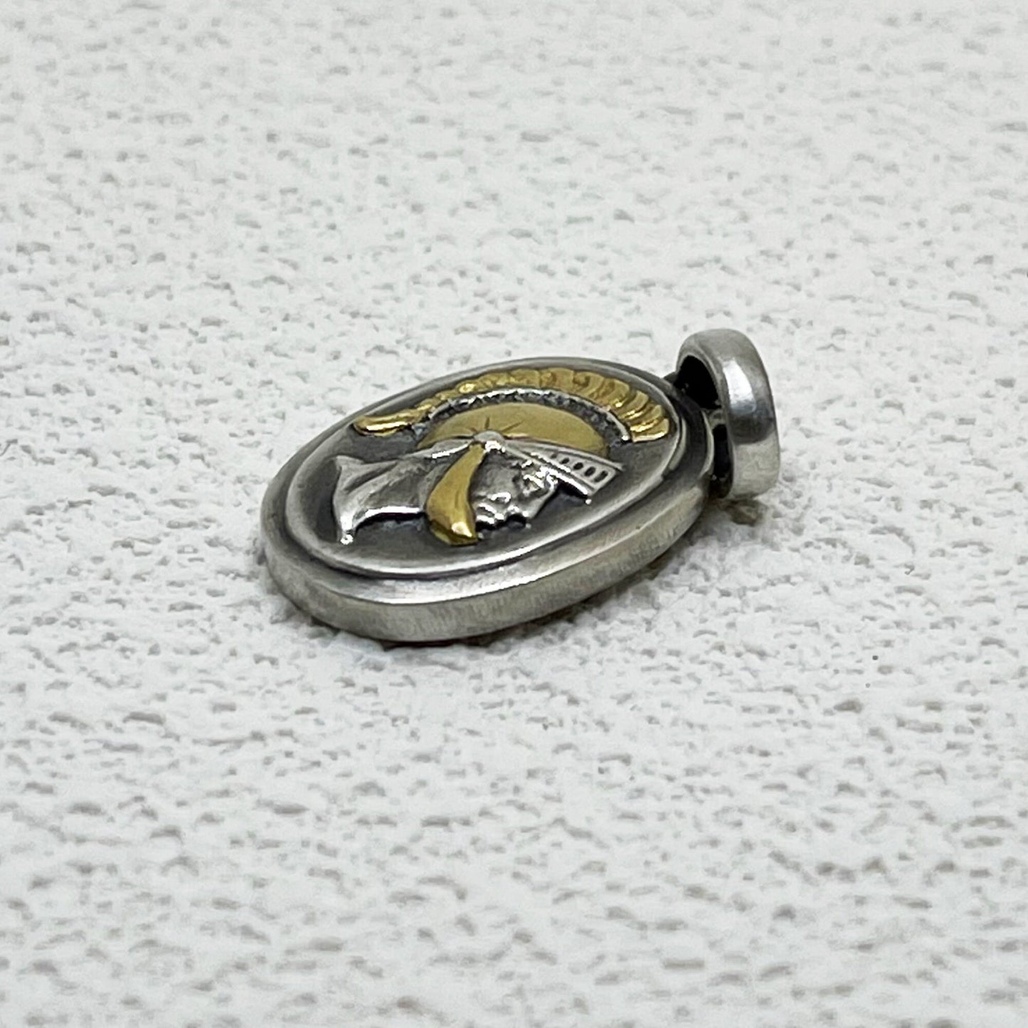 Silver Spartan Pedant necklace for girl or boy Handmade S925 Solid Sterling Silver 24K gold inlay  wedding gift women Jewelry