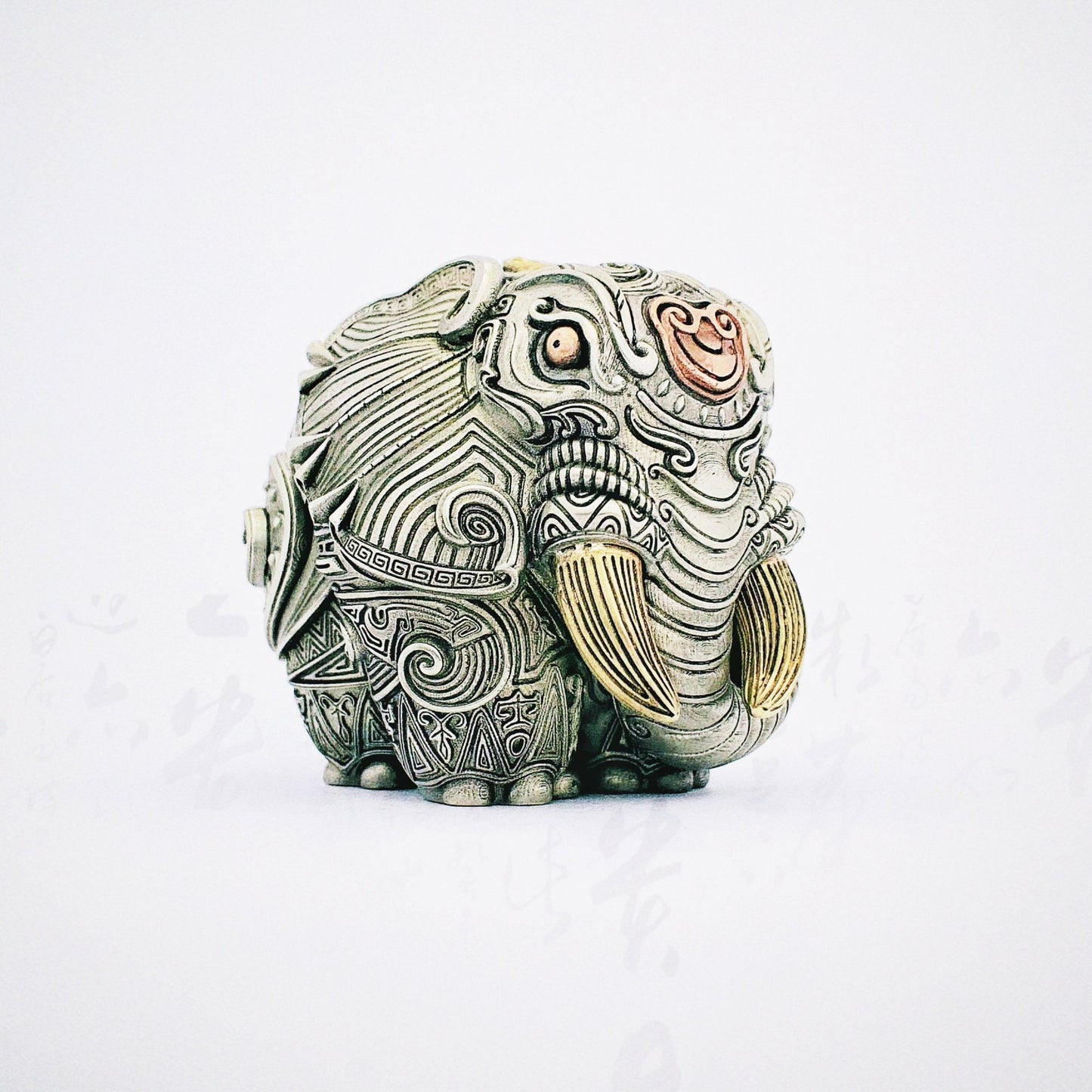 Elephant Desk Decoration "Elephant Pattern Style" Handmade cupronickel decoration Elephant