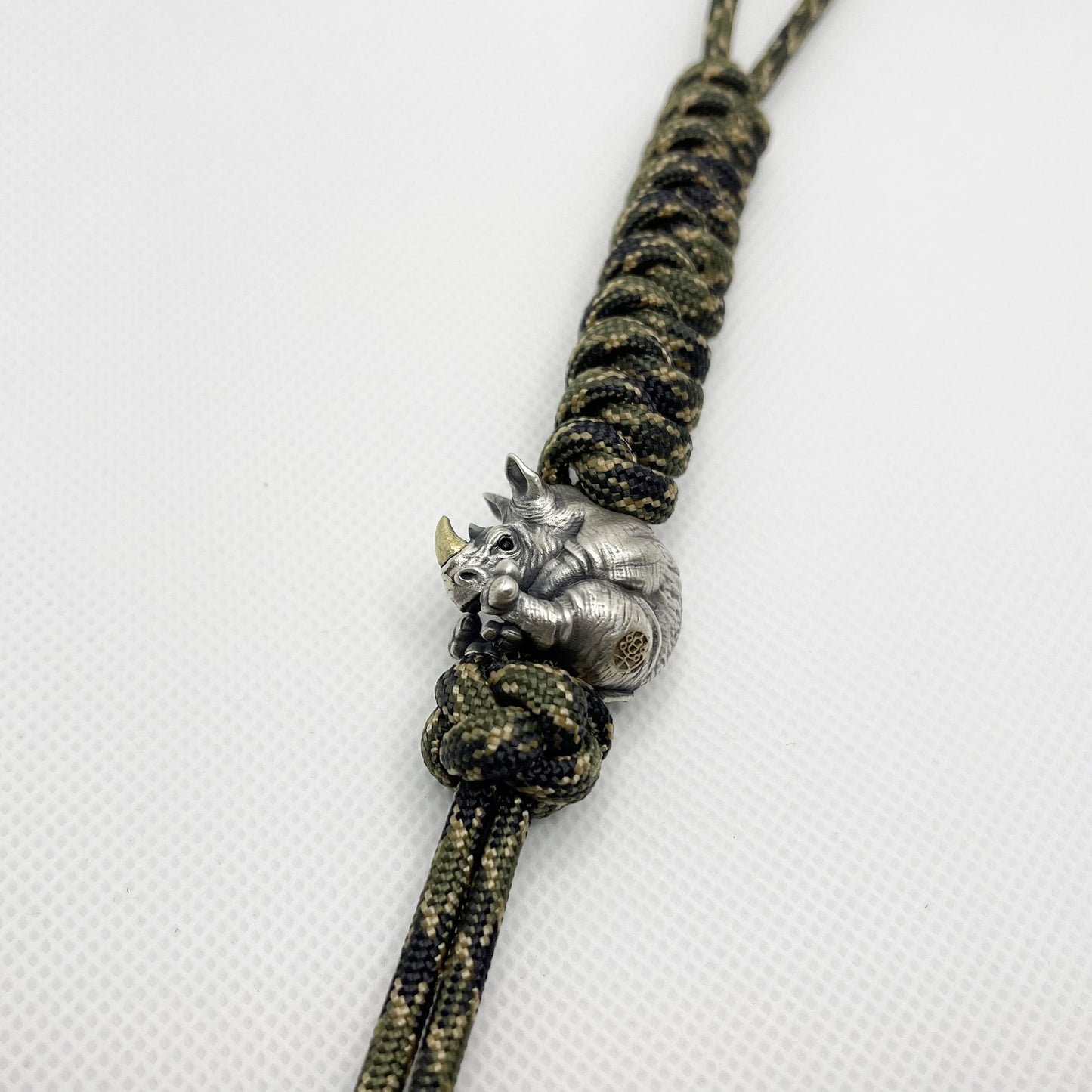 Paracord Bead "Rhinoceros true-life style" knife bead-lanyard bead-EDC bead-animal bead-gift for men-bracelet bead paracord bracelet