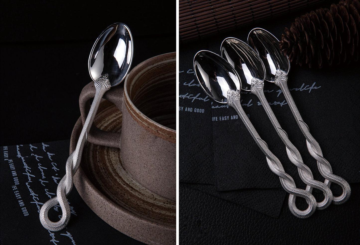 Solid Silver Spoon Snake Eating Egg EDC Gothic and punk accessory Smoker gift Men gift Father gift husband gift