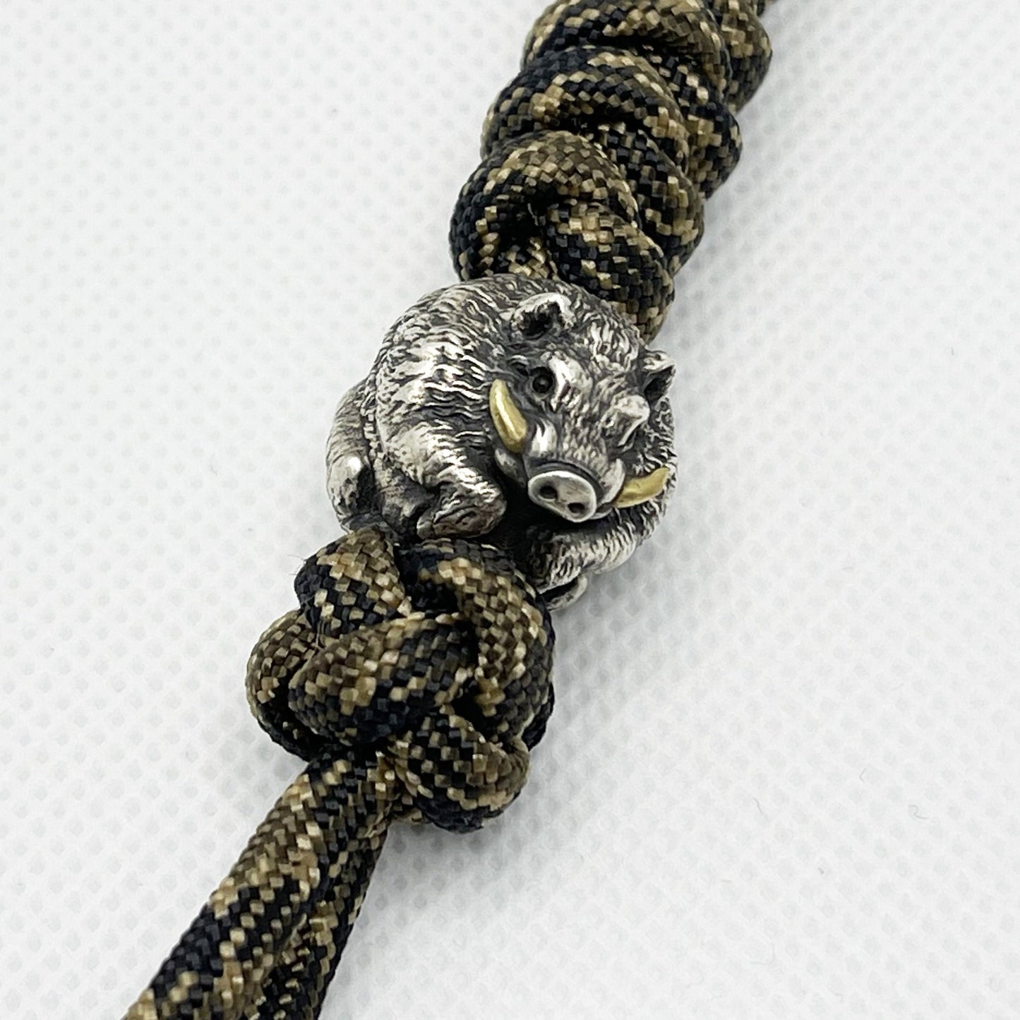 Paracord Bead "Wild Boar true-life style" knife bead-Handmade lanyard bead-EDC bead-animal bead-gift for men-bracelet bead paracord bracelet