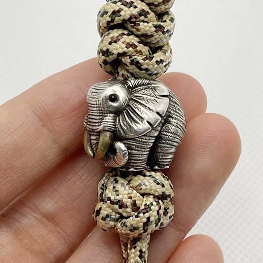 Paracord Bead "Elephant true-life style" knife bead-Handmade lanyard bead-EDC bead-animal bead-gift for men-bracelet bead paracord bracelet